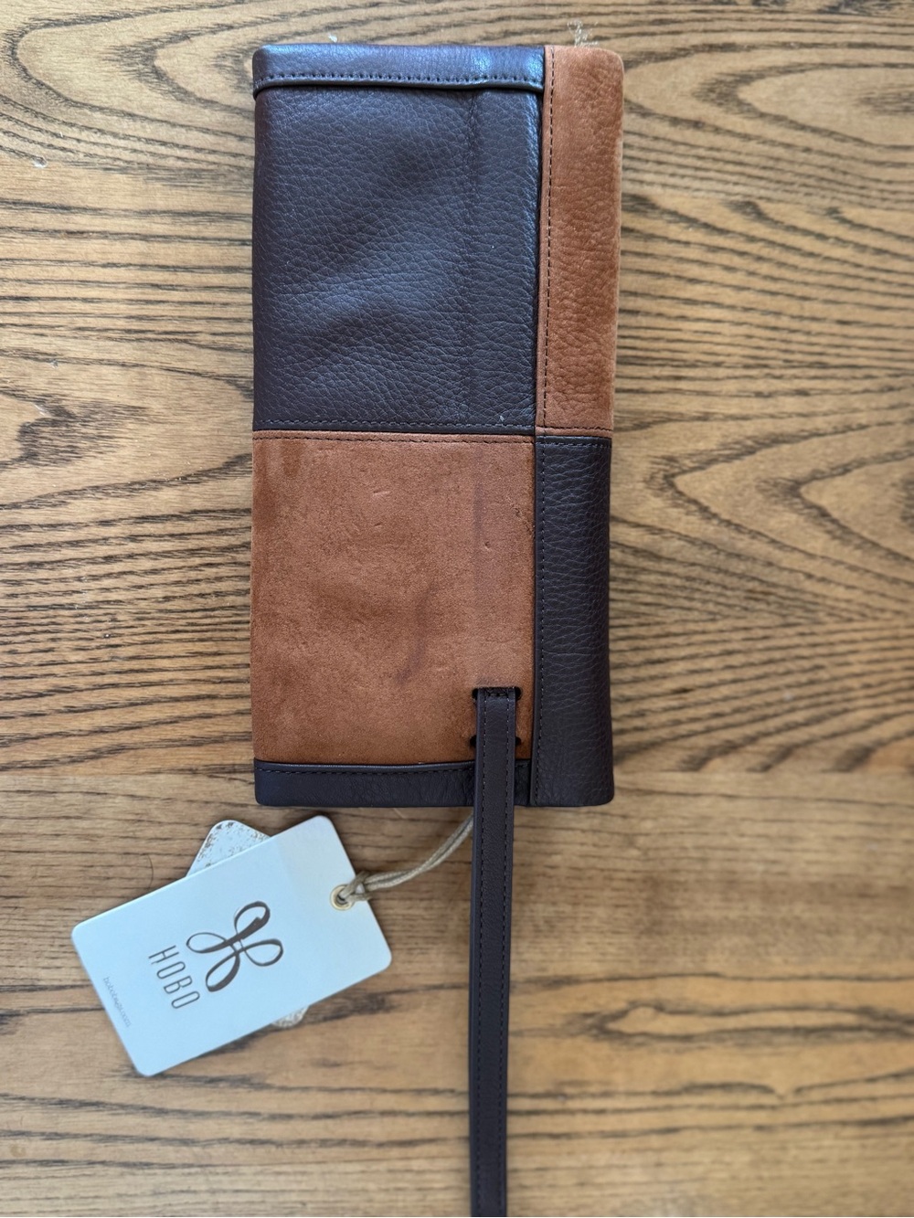 HOBO Two-Tone Brown and Tan Leather Wallet/Wristlet - Picture 3 of 5